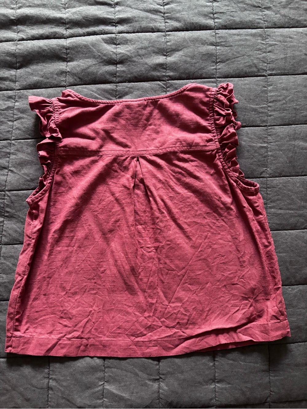 a.n.a Raspberry Sleeveless V-Neck Ruffle Trim Top - Picture 2 of 4